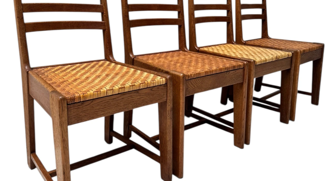 Four Modernist Art Deco Dining Room Chairs by Bas van Pelt for My Home, 1930s